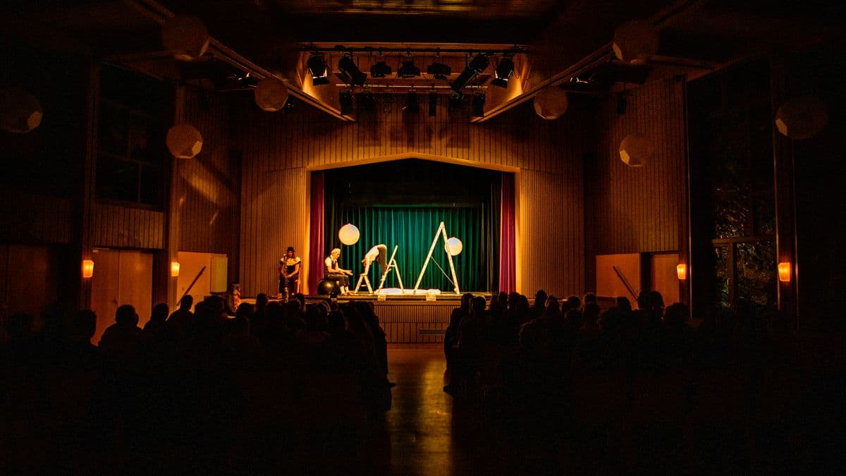 Small group of actors on stage during their performance